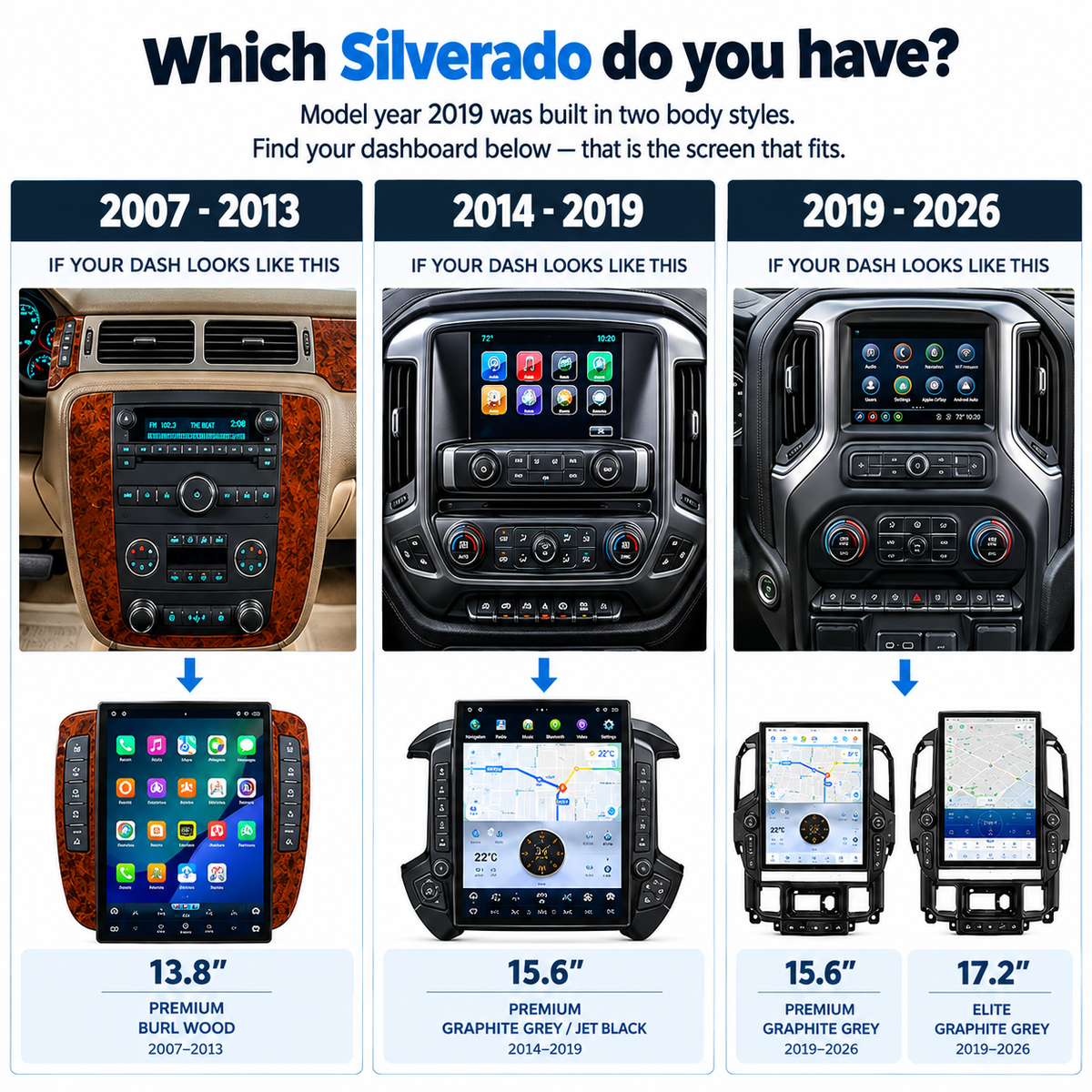 Chevrolet Silverado Tesla Screen 2007-2026 B-Version