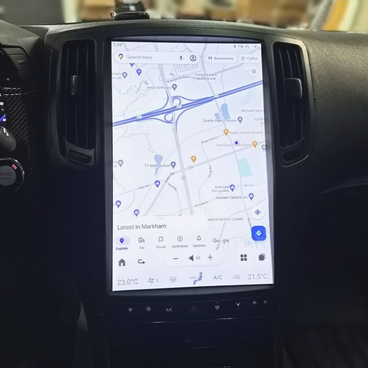 Tesla Screen Example Tesla-style CarPlay Screens for Infiniti | Merge Screens