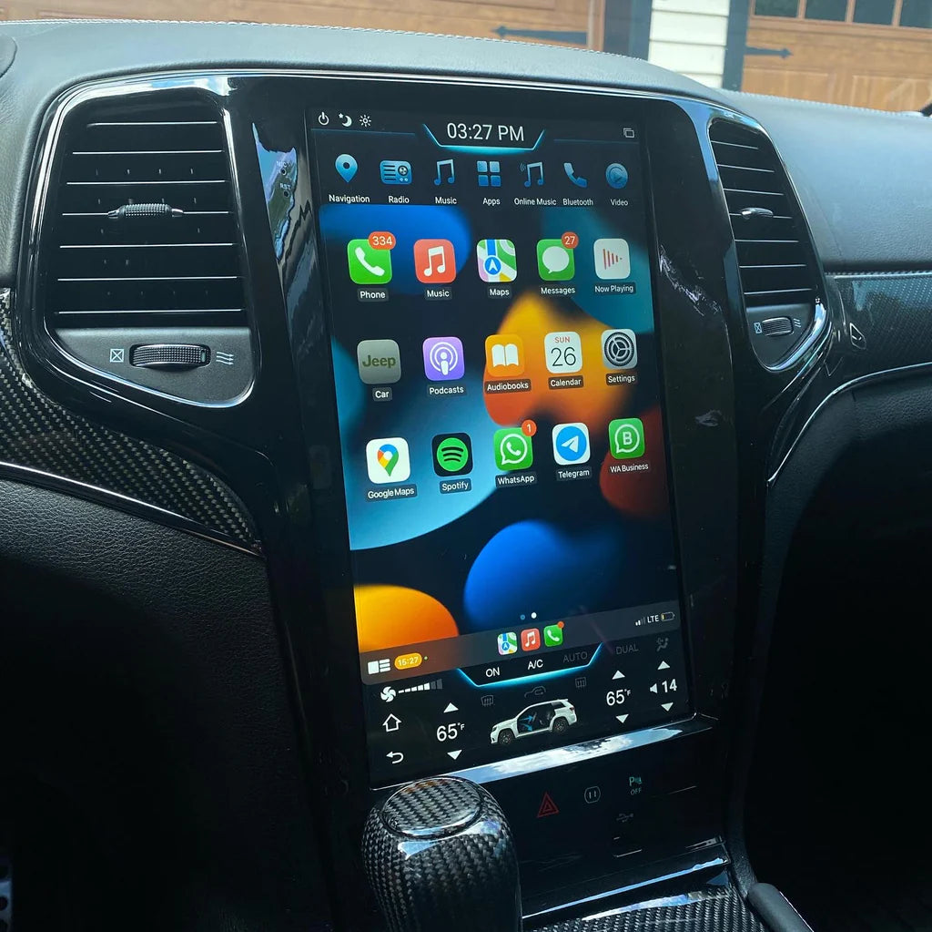 Tesla Screen Example Tesla-style CarPlay Screens for Jeep | Merge Screens