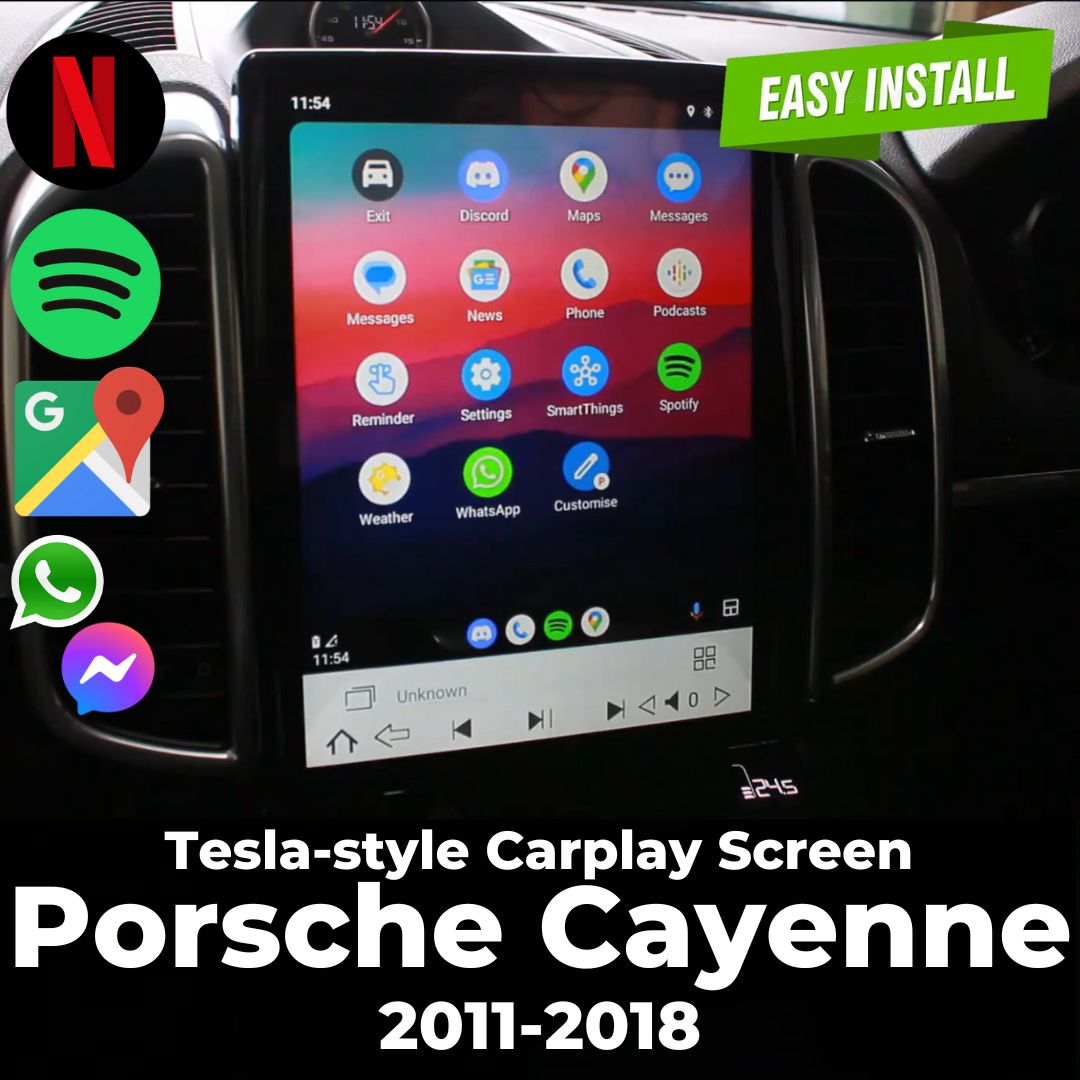 Tesla Screen Example Tesla-style CarPlay Screens for Porsche | Merge Screens