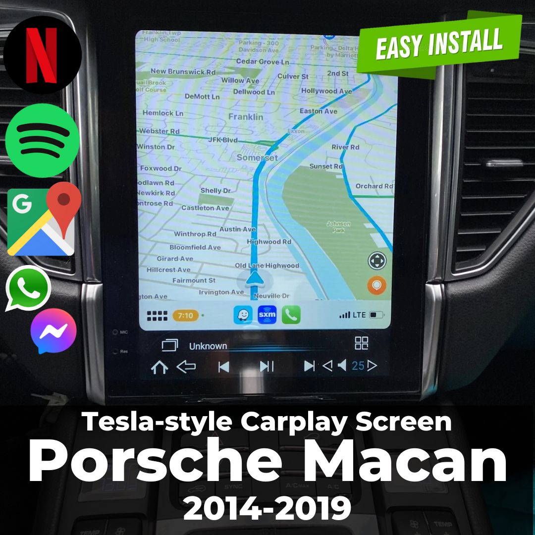 Tesla Screen Example Tesla-style CarPlay Screens for Porsche | Merge Screens