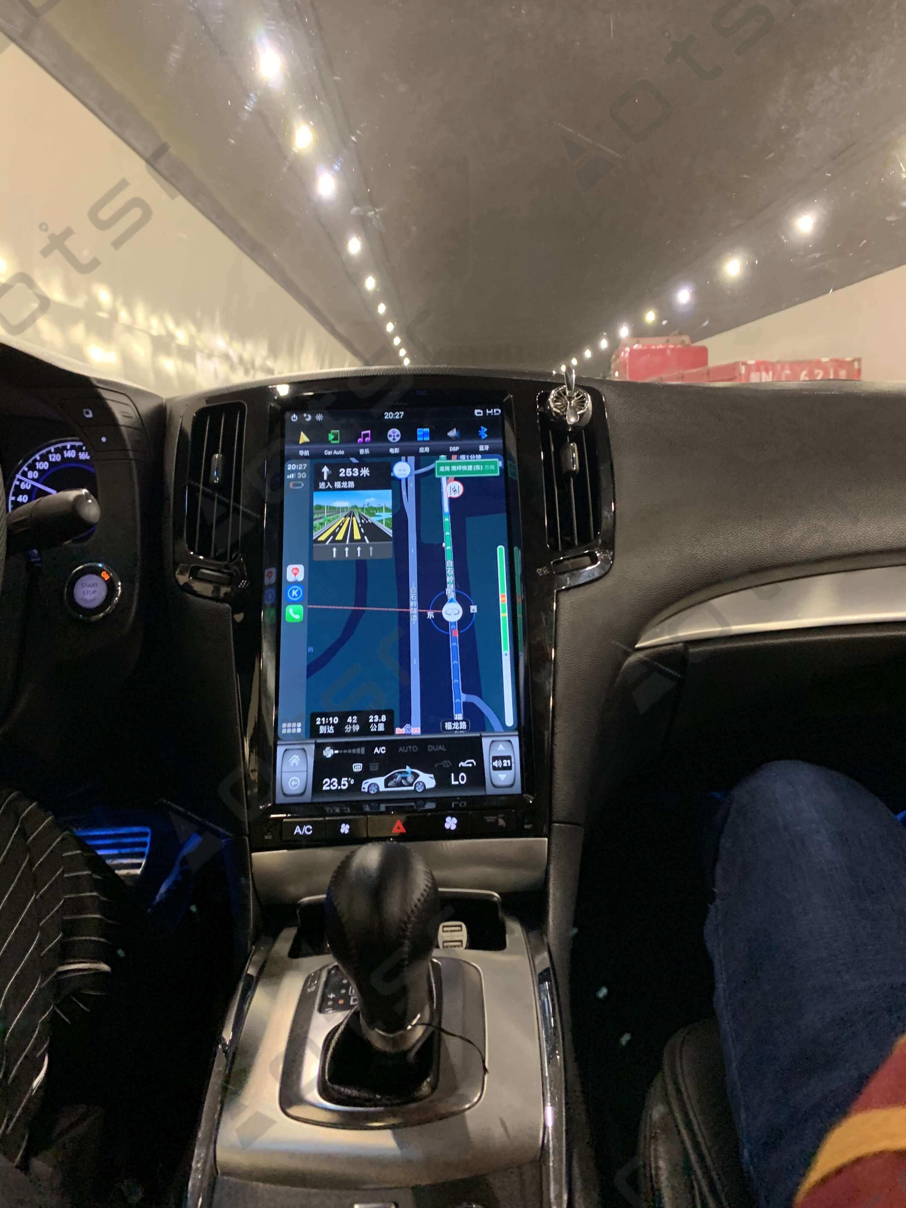 Tesla Screen Example Tesla-style CarPlay Screens for Infiniti | Merge Screens