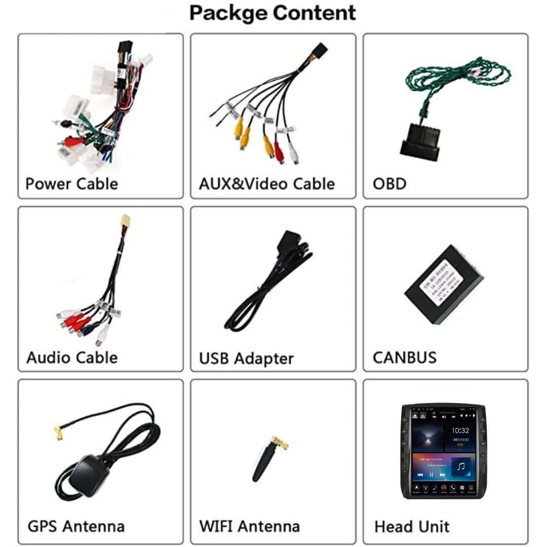 Package Content of Tesla-style Carplay Screen