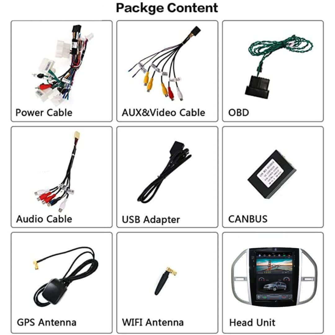 Package Content of Tesla-style Carplay Screen