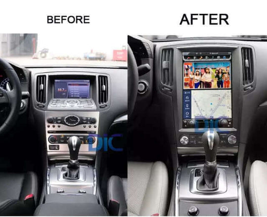 Before and After Installation of Tesla-style Carplay Screen