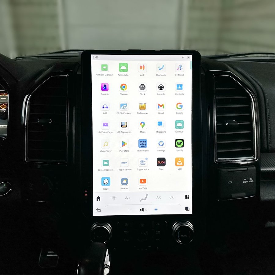 Elite portrait screen installed in a Ford F-150 dash